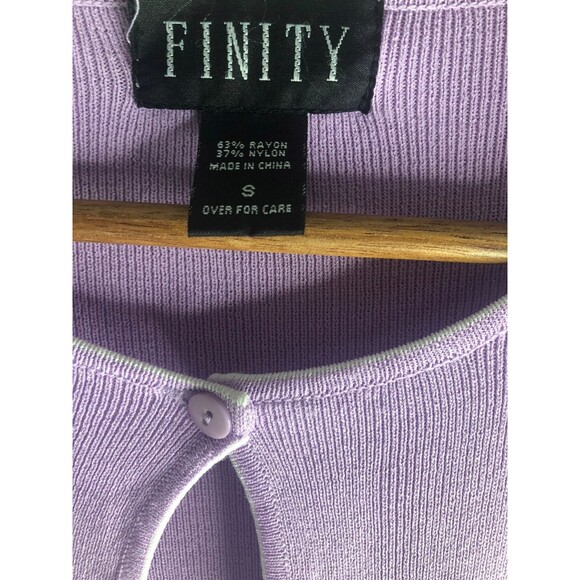 Finity Vintage Lilac One Buttoned Stripe Detail Cardigan - Picture 3 of 5